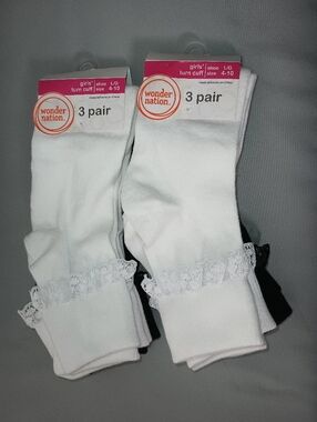 Wonder Nation Girls' Cuff Dress Socks (2)